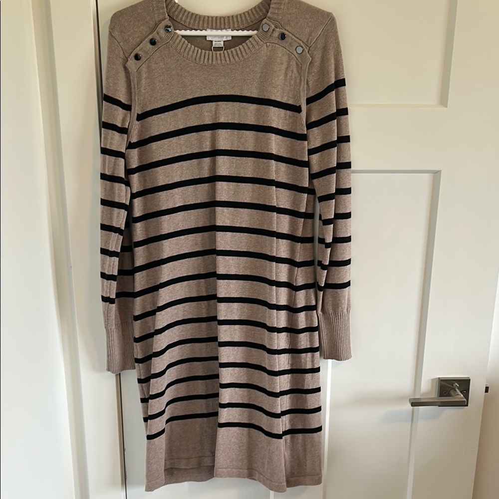 Seraphine Long Sleeve Tan and Black Dress